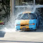 Car accident scene in Mesa Arizona with damage